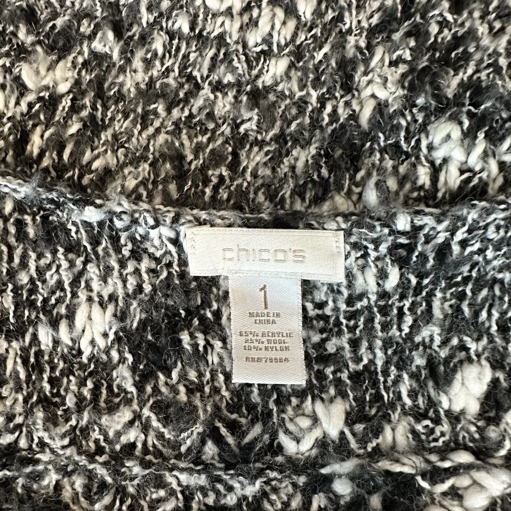 Chico's Wool Sleeveless Cardigan Sweater Vest Long Duster Chunky Knit Womens 1 M